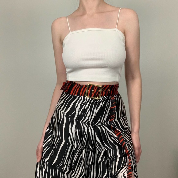 Zara Zebra Stripe Pleated Leg Slit Skirt - Picture 8 of 11